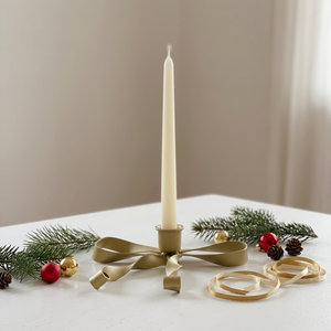 Support de bougie en métal doré en gros avec ruban décoratif pour la décoration de Noël à la maison - Product Image 4