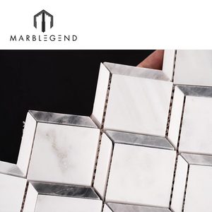 Azulejos de Mosaico de Diamante 30x30 Fornecimento Direto de Fábrica para Projetos de Villa e Hotel Mosaico de Pedra 3D Mármore Branco Milano - Product Image 6