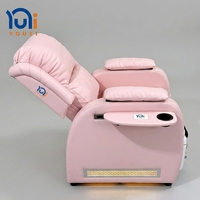 Fauteuils de pédicure roses pour salon de manucure, réglables en hauteur, avec spa pour les pieds à remous, fauteuil inclinable électrique pour manucure, station de pédicure