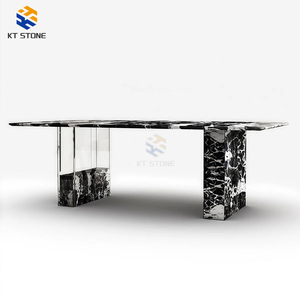 Mesas de Comedor de Mármol Estilo Nórdico, Mesa de Comedor Minimalista de Piedra Blanca con Patas de Madera para Salas de Estar Pequeñas - Product Image 6