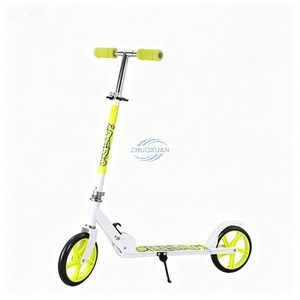 Children Two-<b>Wheel</b> Kick Scooter, Lightweight Aluminum Alloy Frame White Scooter with Yellow Accents Equipped with Hand Brake for - Product Image 2