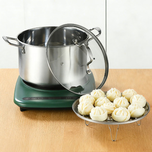 Olla para Sopa de Acero Inoxidable de 26 cm de Gran Capacidad con Fondo Plano y Rejilla para Vapor, Uso Comercial - Product Image 2