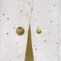 OUDINA Nouveaux Styles Classiques Élégants Ensemble Femme Gilet Cardigan en Tweed à Paillettes Col Rond et Mini-Culotte Jupe-Short