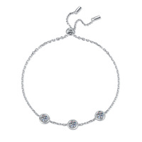 Bracelet Lixin S925 en argent sterling pour femme, élégant, perlé, plaqué rhodium, classique, avec moissanite couleur D 90 points, serti griffe