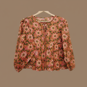 Nouveauté, mini robe bohème pour femme, magnifique mousseline de soie rose imprimé floral, encolure ronde avec liens tissés, style mini maxi - Product Image 1