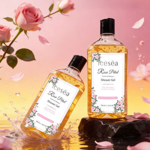 Gel Douche aux Pétales de Rose OEM 350ml – Nettoyant Nourrissant, Apaisant, Hydratant, Éclaircissant – Lavant Corporel Floral Personnalisable avec Logo – Produit de Bain - Product Image 3