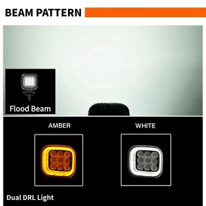 Luz de Trabajo <span class=keywords><strong>LED</strong></span> Patentada de 4 Pulgadas, Luz de Niebla <span class=keywords><strong>LED</strong></span> para Conducción Todoterreno, Haz de Luz Amplio, DRL Ámbar, Emark 4x4, para Vehículos Todoterreno, Camiones, ATV - Product Image 2