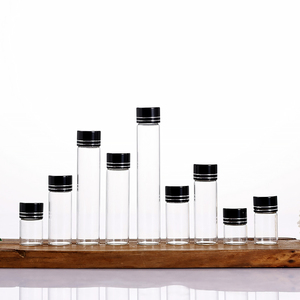 Botella de almacenamiento de vidrio transparente con tapas de aluminio plateado Tubos de ensayo transparentes con tapas de rosca - Product Image 2