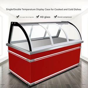 Refrigerador Comercial de Acero Inoxidable con Descongelación Automática y Enfriamiento por Aire para Exhibición de Alimentos, Vitrina Doble para Carnes y Alimentos - Product Image 1