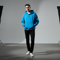 Sweat à capuche épais 400 g/m² 100 % coton, col côtelé tricoté plat, coupe oversize unisexe, pull vierge personnalisable pour homme
