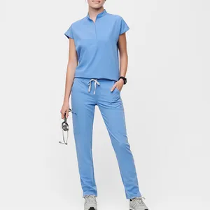 Современная медицинская униформа для медсестер, воротник-мандарин и прямые брюки, медицинские скрабы, оптовая продажа, доктор
