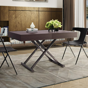 Lusso moderno semplice <span class=keywords><strong>allungabile</strong></span> sollevabile in noce nero da pranzo e tavolino da caffè in stile <span class=keywords><strong>legno</strong></span> per uso domestico - Product Image 2