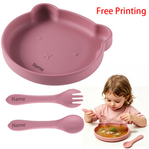 Plateau repas pour enfants en silicone avec ventouse, vaisselle d'apprentissage et d'entraînement en silicone de qualité alimentaire - Product Image 1