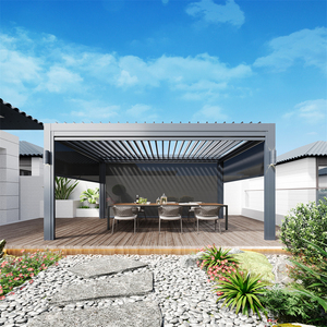 Weleadalu Pergola bioclimatique à toit persienne à ouverture automatisée avec éclairage Gazebo en aluminium pour <span class=keywords><strong>restaurant</strong></span> extérieur - Product Image 4
