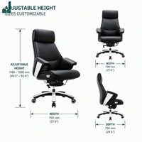 Fauteuil de Direction Inclinable en Cuir avec Appuie-tête Indépendant, Chaise Multifonction pour Bureau de Direction et Espace de Travail