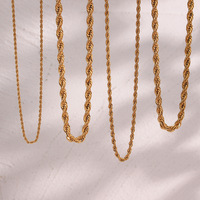 Collier chaîne torsadée Lerca en acier inoxydable 316L plaqué or 18 carats PVD, bijoux hip-hop tendance pour hommes et femmes, idéal comme cadeau