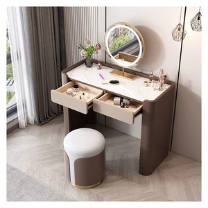 Table de maquillage modulaire extensible en bois massif de luxe moderne avec lumières <span class=keywords><strong>LED</strong></span>, <span class=keywords><strong>miroir</strong></span>, pour chambre à coucher, salon, hôtel - Product Image 6