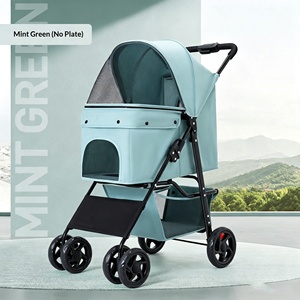 <span class=keywords><strong>Poussette</strong></span> pliable pour animaux de compagnie en métal léger, pliage rapide à une touche, espace extra large, chariot pour Corgis, Teddy, chiens et chats de petite et moyenne taille - Product Image 2