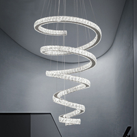Lustre LED en spirale avec verre texturé effet glace, intensité réglable, câble ajustable, pour plafond haut, villa, escalier