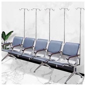 Silla de Infusión Hospitalaria de Acero Inoxidable Bao Xian, 3 Asientos, Almohadilla de Cuero Azul con Soporte para Suero, para Sala de Espera de Clínica - Product Image 3