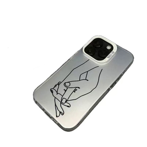 Cover per Cellulare con Stampa Coppia <span class=keywords><strong>Mano</strong></span> nella <span class=keywords><strong>Mano</strong></span>, Placcatura Argento, in TPU PC per iPhone 11 12 13 14 15 16 17 18 Pro Max - Product Image 1