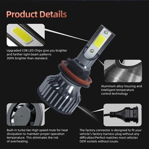 YDF2 COB <span class=keywords><strong>55W</strong></span> 6000K luce bianca per auto fari a <span class=keywords><strong>LED</strong></span> <span class=keywords><strong>H7</strong></span> H1 fendinebbia anteriore 12V installazione Non distruttiva nuova condizione - Product Image 5