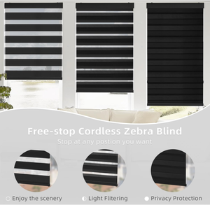 Waterproof Built-In Horizontal Plain Modern Fabric Clear Roll up <strong>Small</strong> French <strong>Window</strong> Zebra Shades Blackout <strong>Blinds</strong> - Product Image 4