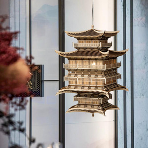Sculpture murale en bois de style zen chinois, design paysager pour la décoration d'espaces commerciaux - Product Image 3