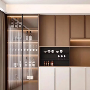Aparador Alto Integrado, Mueble de Pared Moderno, Minimalista, de Lujo Ligero, para Sala de Estar, Estilo <span class=keywords><strong>Italiano</strong></span>, Madera Maciza para <span class=keywords><strong>Vino</strong></span> - Product Image 4