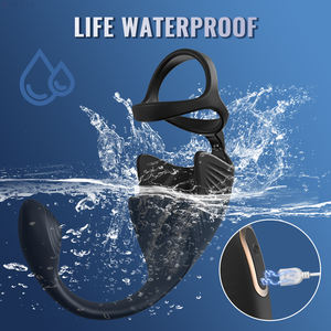 Masseur de prostate portable en silicone à 10 vibrations avec anneau vibrant pour l'éjaculation anale - Product Image 4