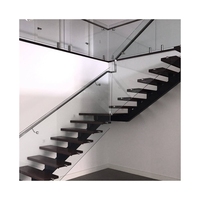 Escalier moderne PRIMA en acier inoxydable et bois, personnalisable, avec installation DIY, pour villa et hôtel