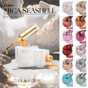 JTING popüler varış mika Seashell jel lehçe 12 renkler Vegan Hema ücretsiz flake glitter jel oje OEM ODM privatel etiket - Product Image 5