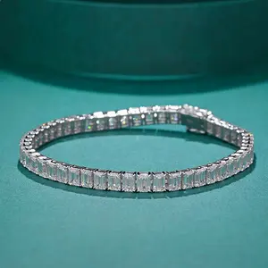 VOAINO 18K 14K 9K oro joyería de lujo Esmeralda corte mujeres hombres brazalete pulseras de tenis con diamantes cultivados en laboratorio