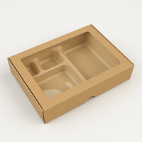 Boîtes à Sushi Kraft Marron avec Fenêtre Transparente Boîtes à Prendre en Relief pour Pâtisserie Boulangerie pour Noël Saint Valentin Party Favors