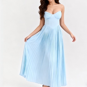 Vestidos ajustados plisados sin tirantes para mujer, nueva colección de verano, a la moda - Product Image 1