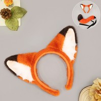 Serre-têtes d'animaux d'Halloween avec oreilles de renard, accessoires de costume queue de renard pour fêtes et spectacles, ensemble oreilles et queue de lapin et de renard