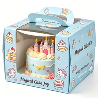 Boîte à gâteau personnalisée pour fête d'anniversaire d'enfants avec fenêtre, emballage cadeau en papier en gros pour repas d'enfants