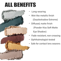 Logo personnalisé Palette d'ombres à paupières 6 couleurs mates et métalliques scintillantes hautement teintées et longue durée pour le maquillage quotidien des yeux