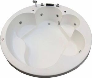 Bañera de Hidromasaje Redonda Blanca con Esquinas Redondeadas y Jets de Masaje - Product Image 2