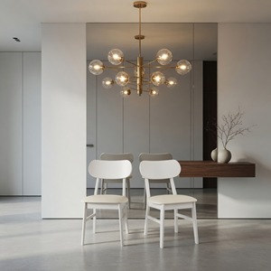Set di 2 sedie da pranzo moderne con gambe in legno di gomma bianco, sedile in pelle PU largo 22 pollici, capacità di carico di 350 libbre - Product Image 2