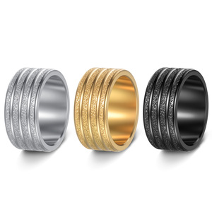 Anillos de Hombre de Acero Inoxidable, Anillo de Acero Inoxidable de 10 mm de Ancho, Resistente al Deslustre, Anillo Esmerilado para Hombre - Product Image 1