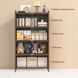 57'' <b>Tall</b> Metal Cabinet 4 Flip Doors Ample <b>Storage</b> Space Bedroom Office Living Room Hallway Entryway Walnut - Product Image 4