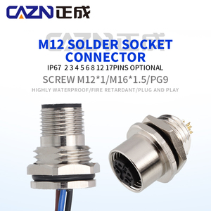 M12 Bảng điều chỉnh nam nữ kim loại phía trước gắn kết ổ cắm hàn 4 6 8 12 Pin đựng thẳng thông tư kết nối với 30cm dây - Product Image 4