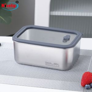 Factory Customization Leakproof 304 Stainless Lunch Box Rectangular Sealed <b>Kitchen</b> Food Container With Glass Cover - Product Image 6
