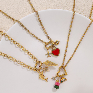 Collar con Colgante DIY Temático del Océano Europeo Americano, Acero Inoxidable, Chapado en Oro de 18K, Joyería de Moda para Mujer - Product Image 2