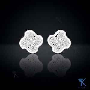 Pendientes de Diamantes Cultivados en Laboratorio, Diseño Abstracto Ondulado, 5 Piedras en Racimo, Oro Sólido de 14K/18K, Corte Brillante, Joyería Clásica para Mujer, Aniversario - Product Image 3