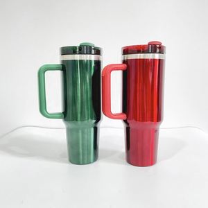 Vaso Térmico Metálico de Doble Pared de Acero Inoxidable de 40oz, Rojo y Verde Navideño, para Sublimación, Taza de Café de Viaje, Botella de Agua Deportiva - Product Image 2