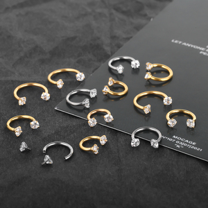 Lingchee G23 titane Zircon fer à cheval nez Piercings cerceau 16G oreille Septum hélice sourcil lèvre tour boucle d'oreille Cartilage Piercings - Product Image 3