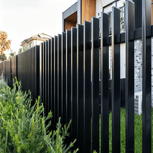 Clôture de <span class=keywords><strong>jardin</strong></span> à lames verticales en aluminium <span class=keywords><strong>composite</strong></span>, design moderne populaire, revêtement noir en poudre - Product Image 3