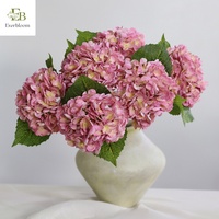 Vente en gros de fleurs d'hortensia en latex à toucher réel pour centre de table de mariage